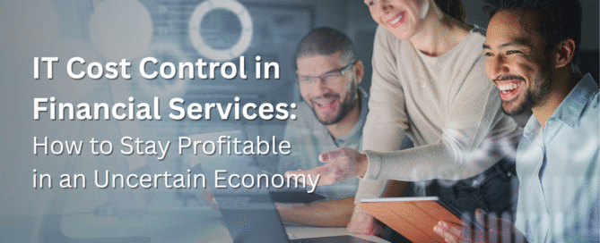 financial professionals looking at computer for IT cost controls